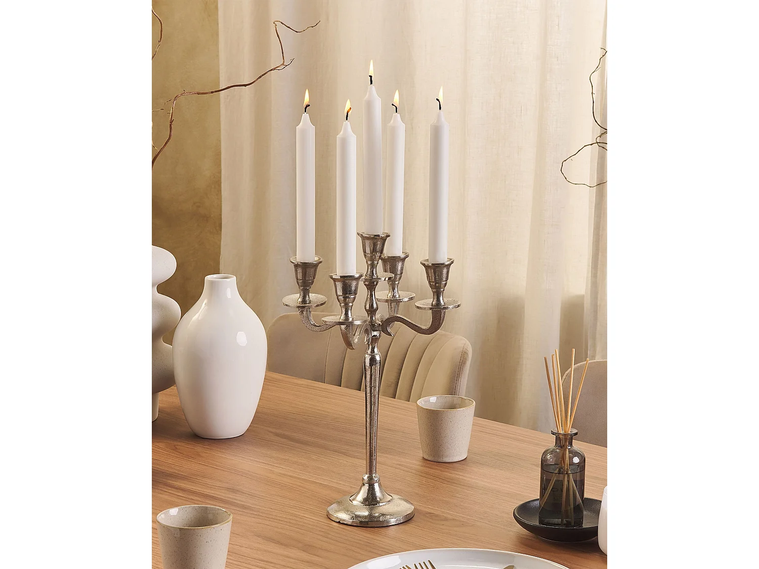 Kerzenständer PETRA Metall 35 cm Silber