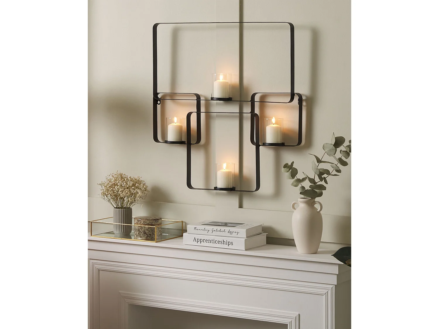 Castiçal de parede PALAWAN Metal 65 cm Preto