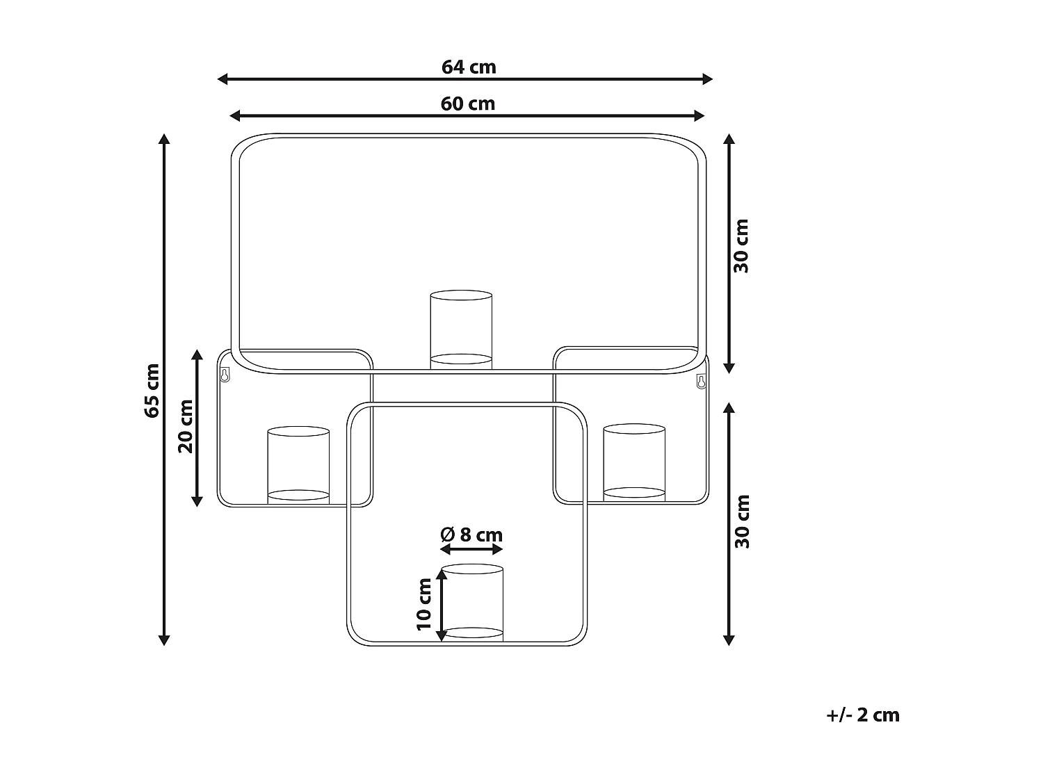Castiçal de parede PALAWAN Metal 65 cm Preto