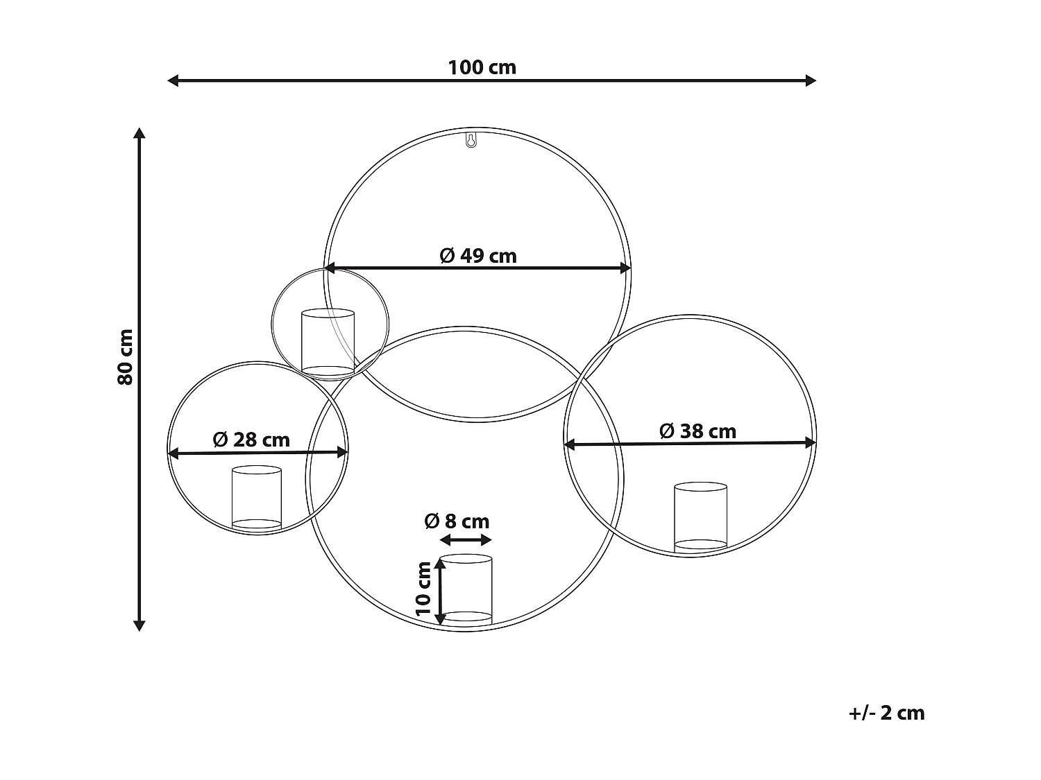 Wandkandelaar BURU Metaal 80 cm Zwart