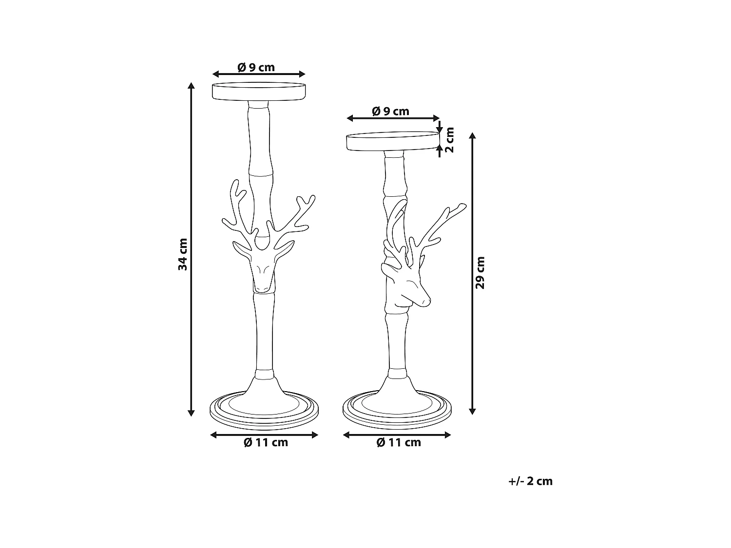 Set di 2 portacandele TIKAL Metallo 34 cm Argento