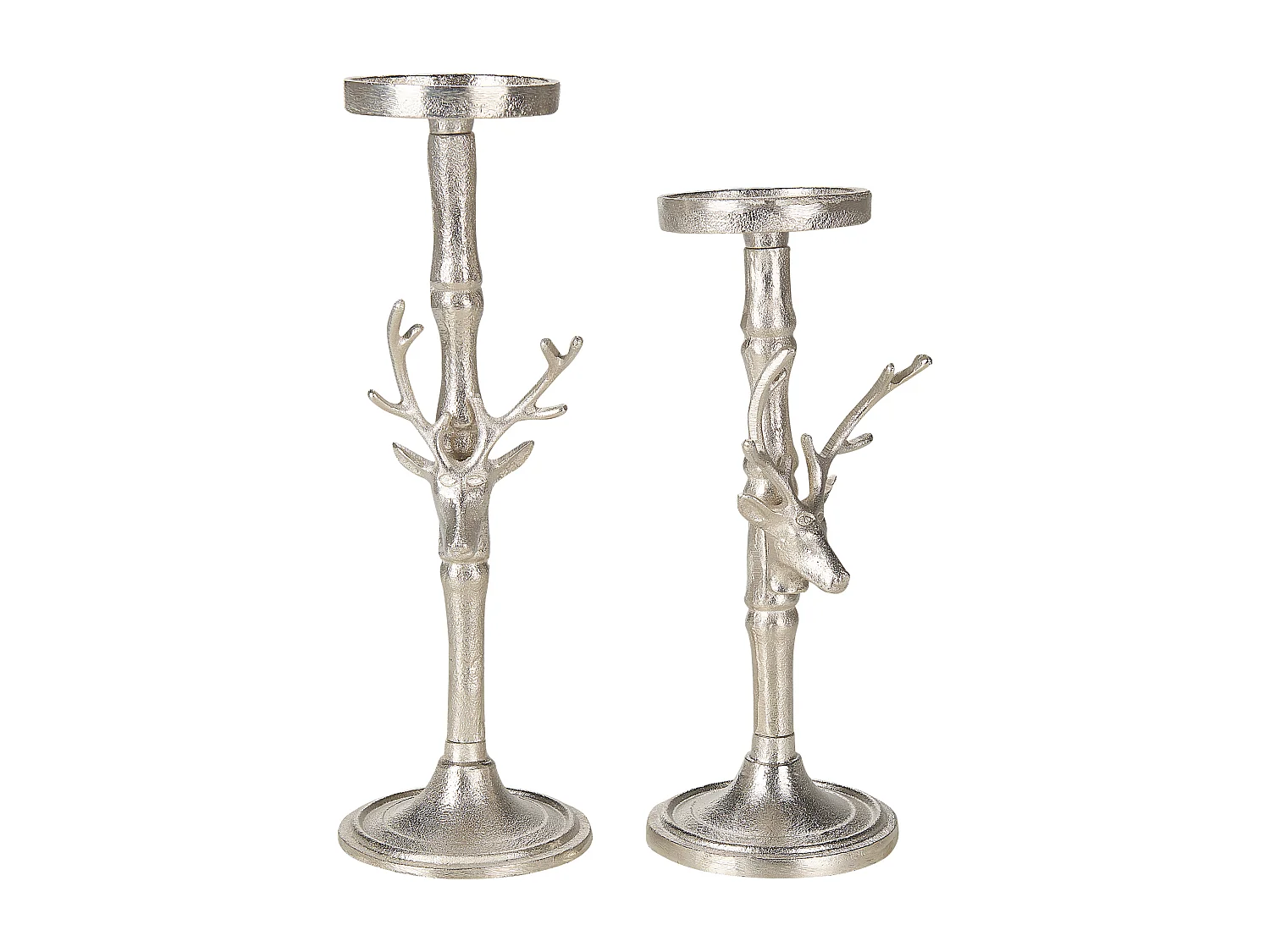 Set di 2 portacandele TIKAL Metallo 34 cm Argento