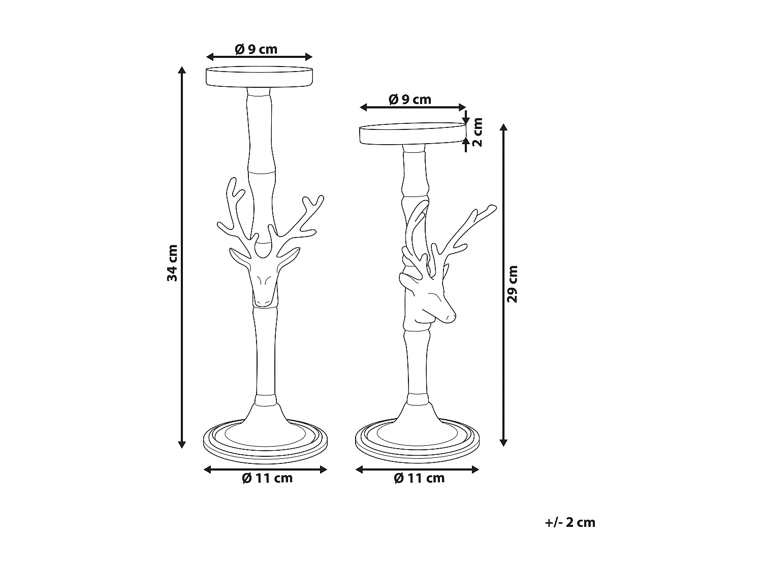 Set di 2 portacandele TIKAL Metallo 34 cm Argento