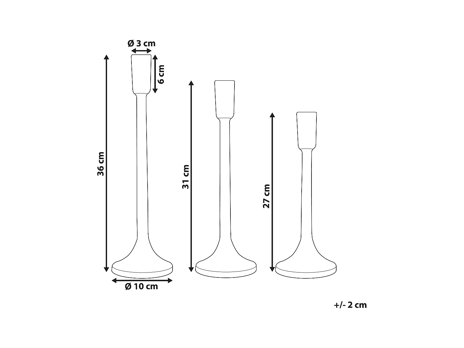 Set van 3 kaarshouders ZIMBABWE Metaal 36 cm Goud