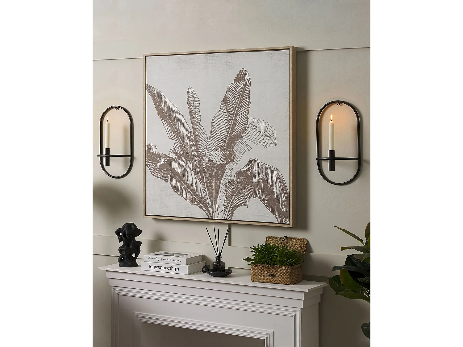 Set van 2 wandkandelaars CAVIANA Metaal 38 cm Zwart