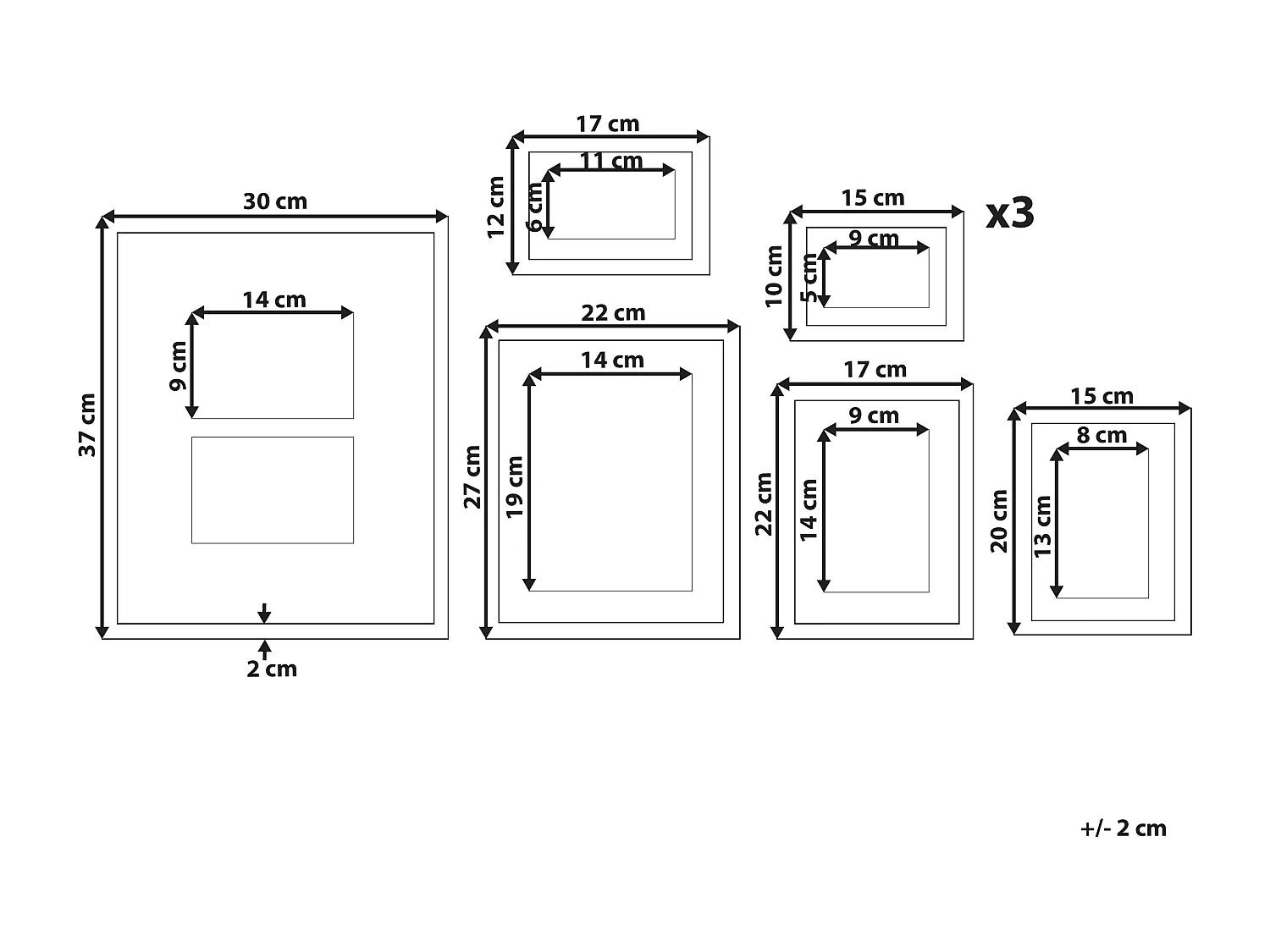 Zestaw 8 ramek na zdjęcia GARANGO Motyw miejski Biały