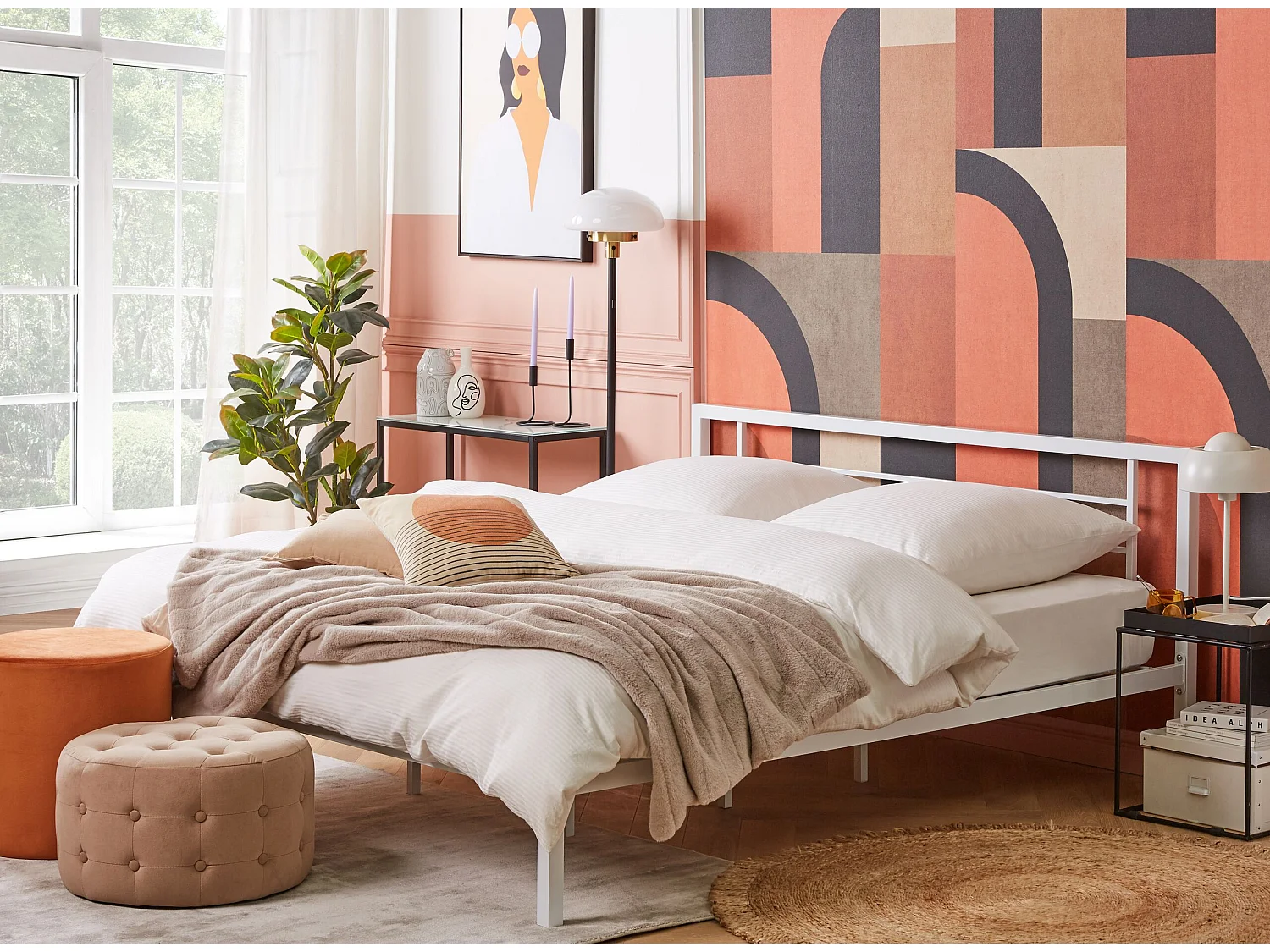 Letto Metallo CUSSET 180 x 200 cm Bianco