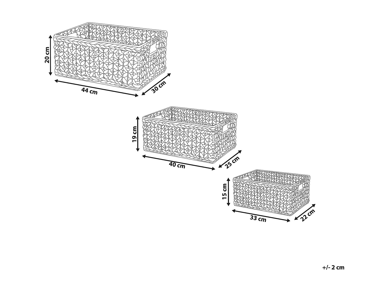 Lot de 3 paniers MINNOW Osier Naturel