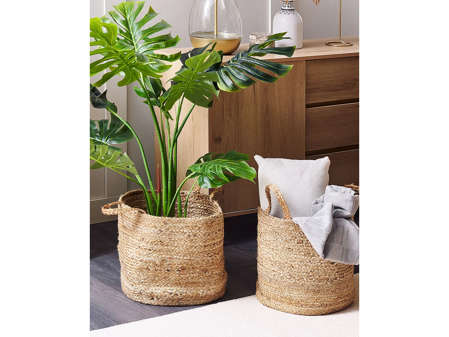 Aufbewahrungskorb 2er Set KAELLA Jute Sandbeige