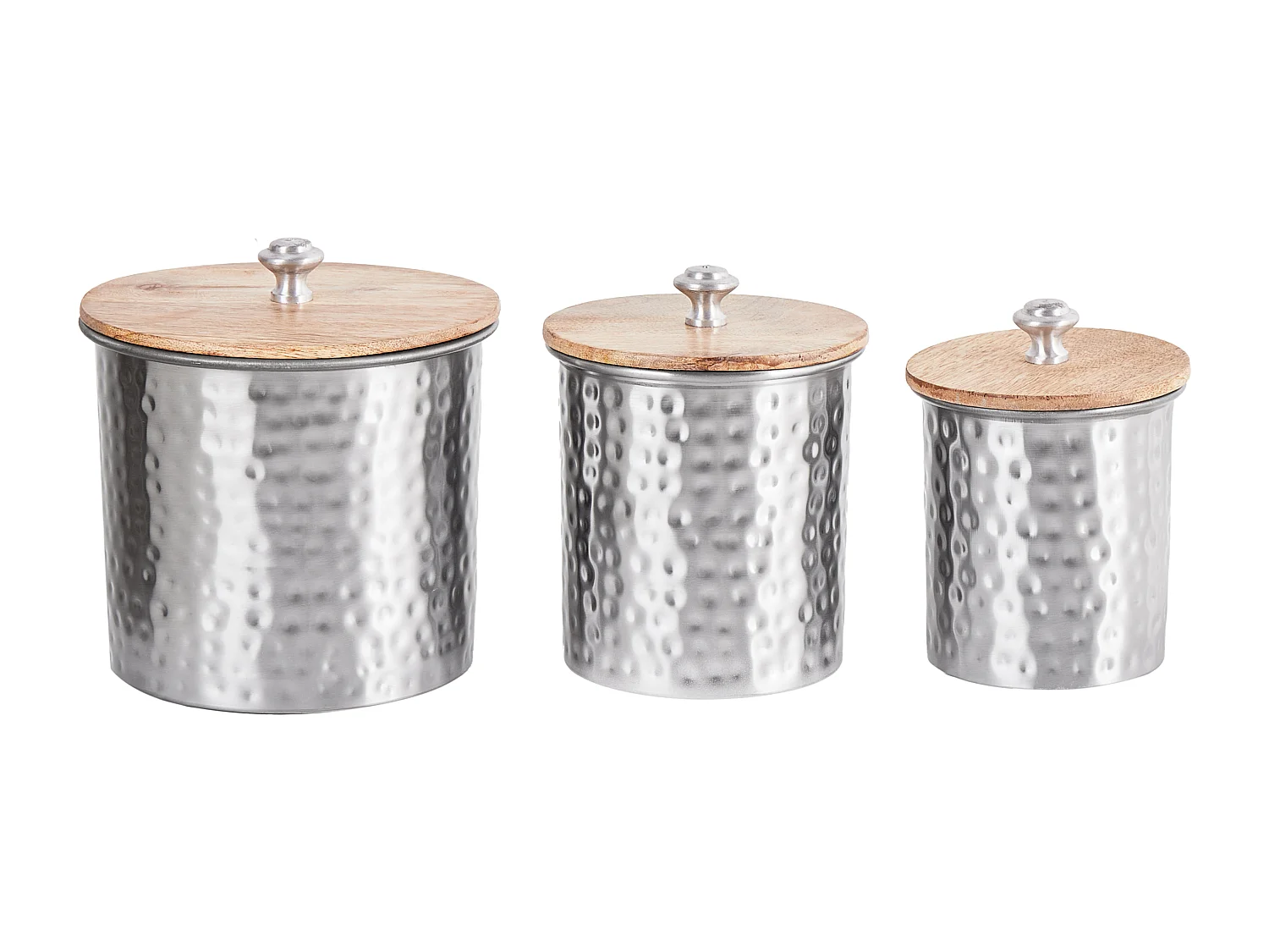Dekorative Metalldosen im 3er Set mit Holzdeckeln Glamour Look silber Alexandria