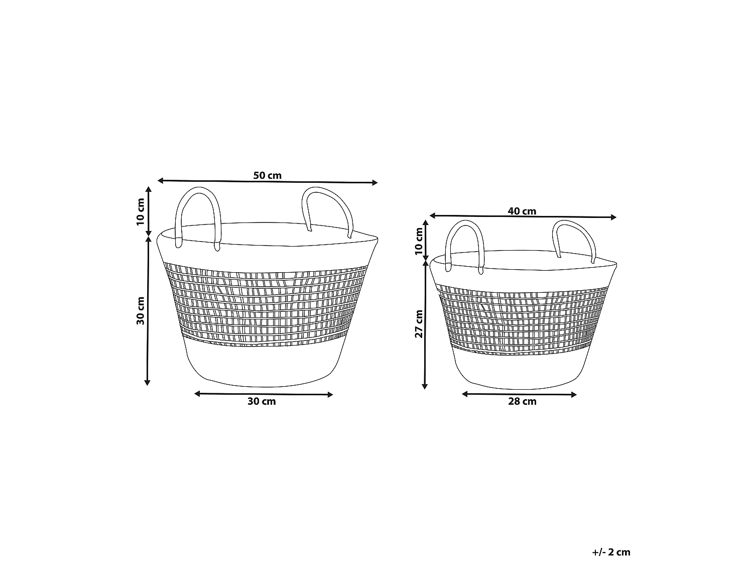 Set of 2 Baskets AROWANA Seagrass Natural