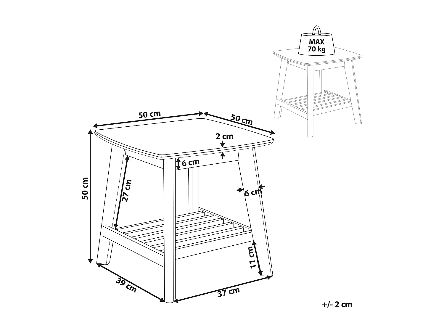 Table d\'appoint TULARE Bois Marron clair