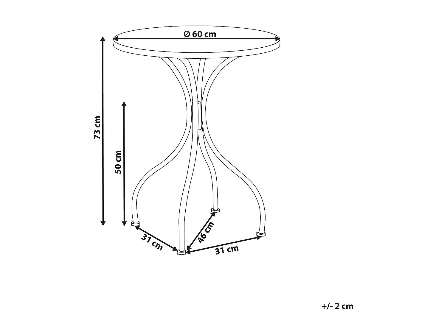 Table bistrot CARIATI 60 cm 60 cm Noir