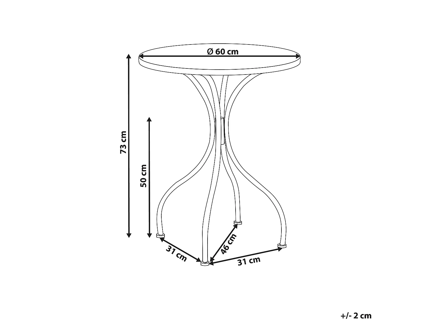Bistro Table CARIATI 60 cm 60 cm Black