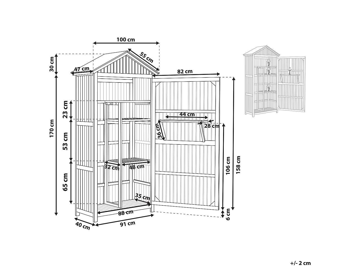 Armoire de jardin SAVOCA Acacia 100 cm 40 cm Marron