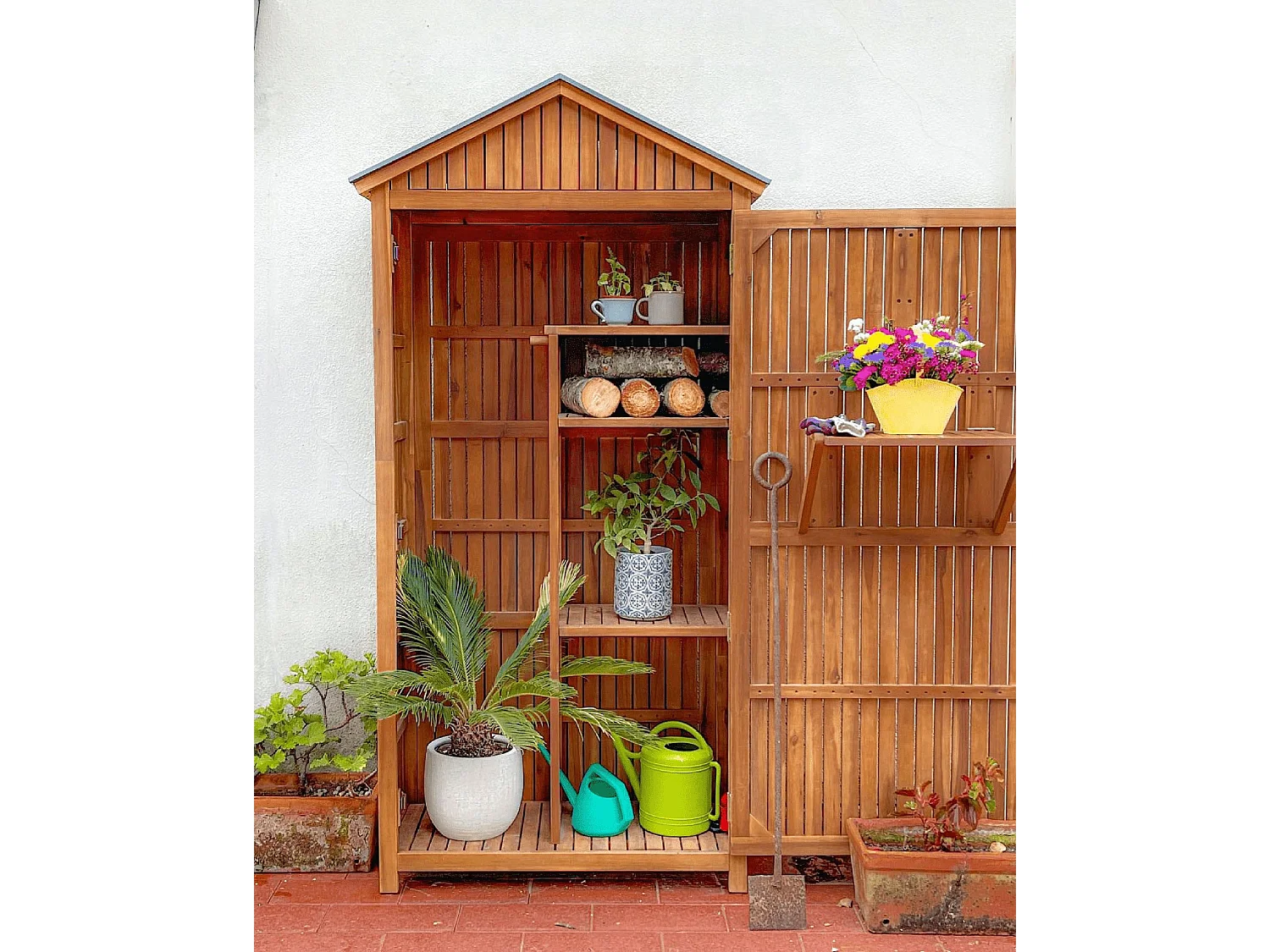Armário de jardim SAVOCA Madeira de acácia 100 cm 40 cm Castanho