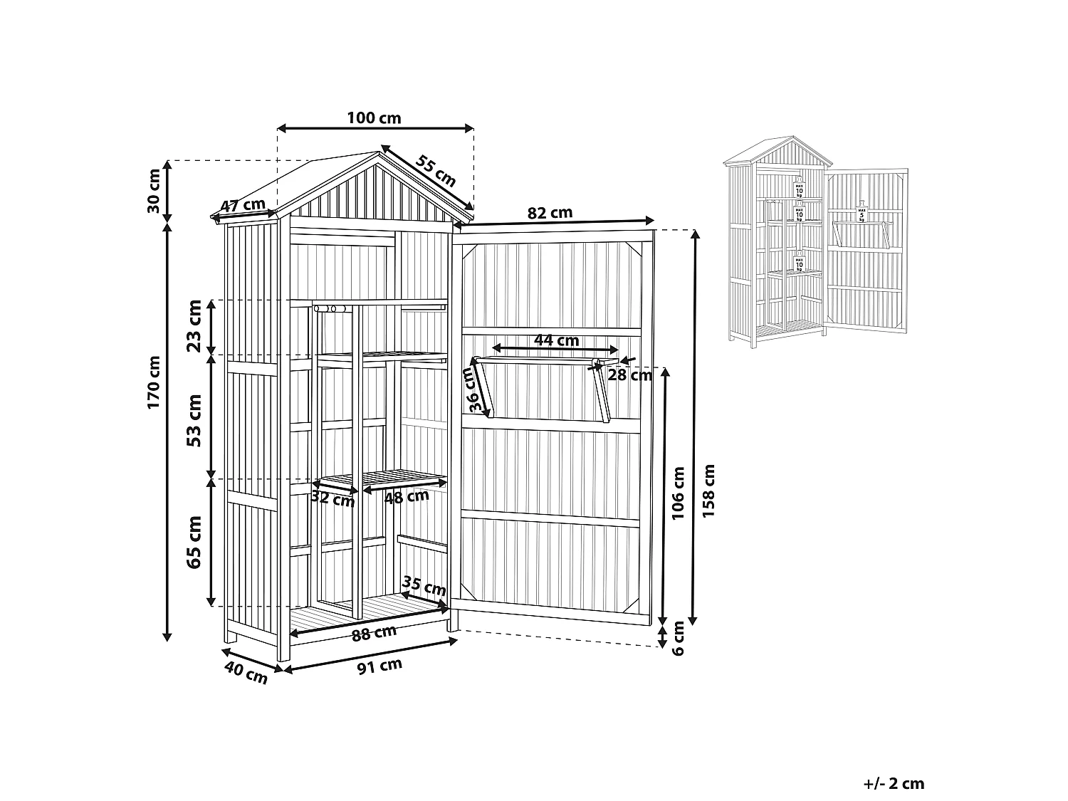 Cobertizo de jardín SAVOCA Madera de acacia 100 cm 40 cm Marrón