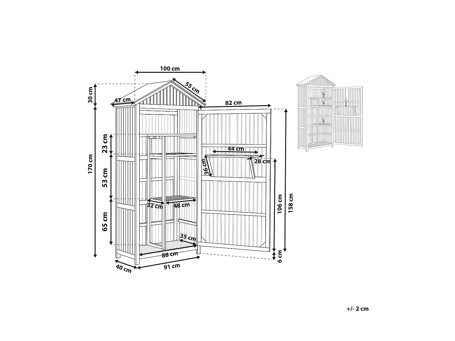 Armoire de jardin SAVOCA Acacia 100 cm 40 cm Marron