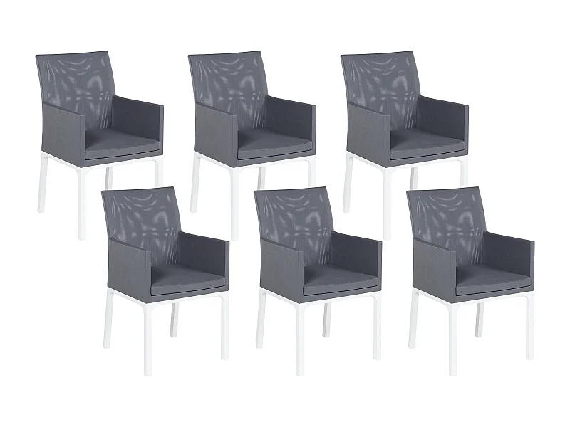 Lot de 6 chaises de jardin BACOLI Tissu Gris foncé