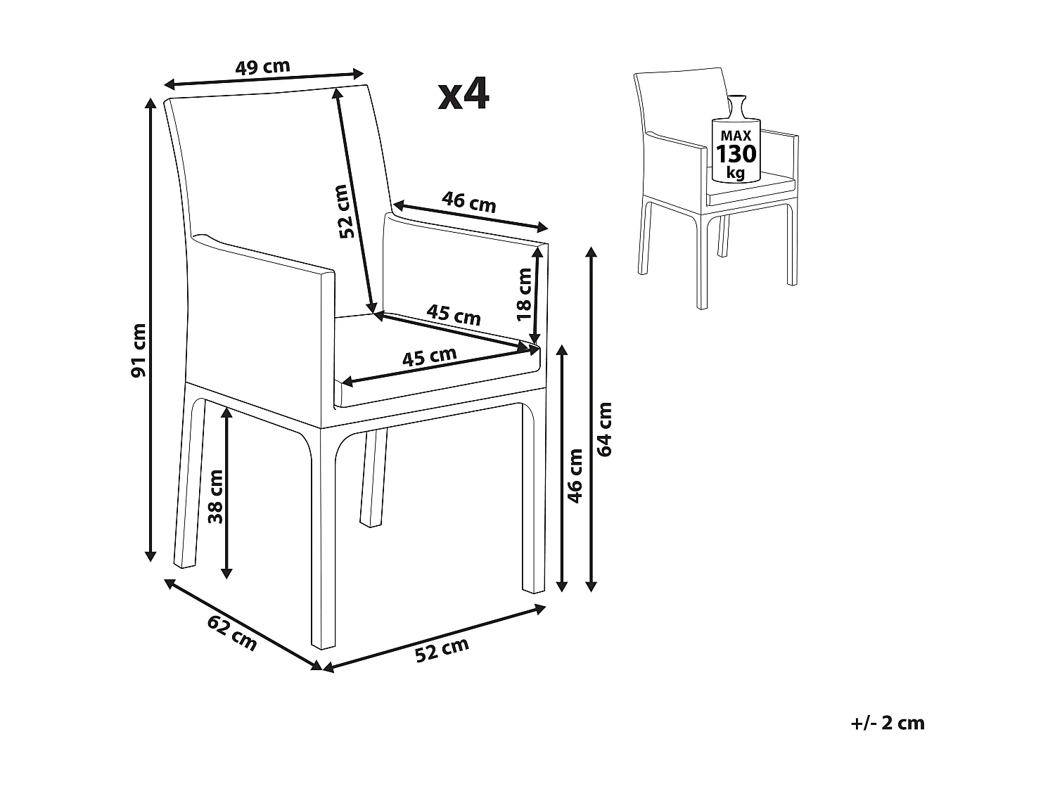 Gartenstuhl 4er Set Aluminium grau mit Stoffbezug Armlehnen Modern Bacoli