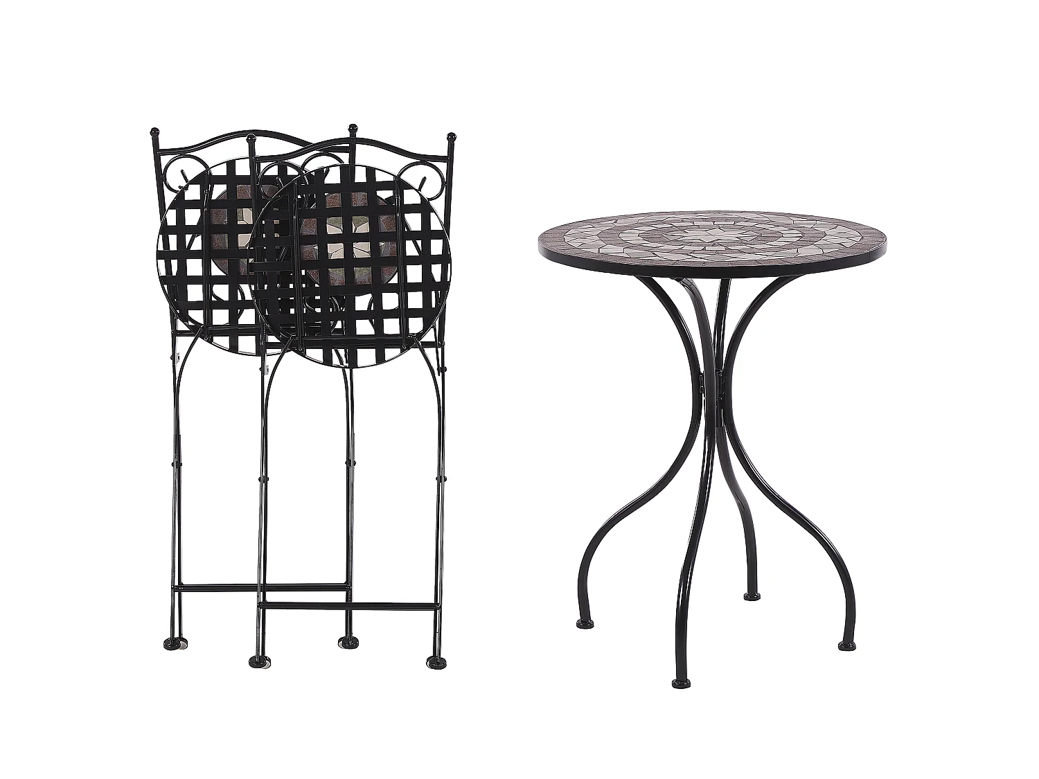 Bistro Set Folding CARIATI Metal Black