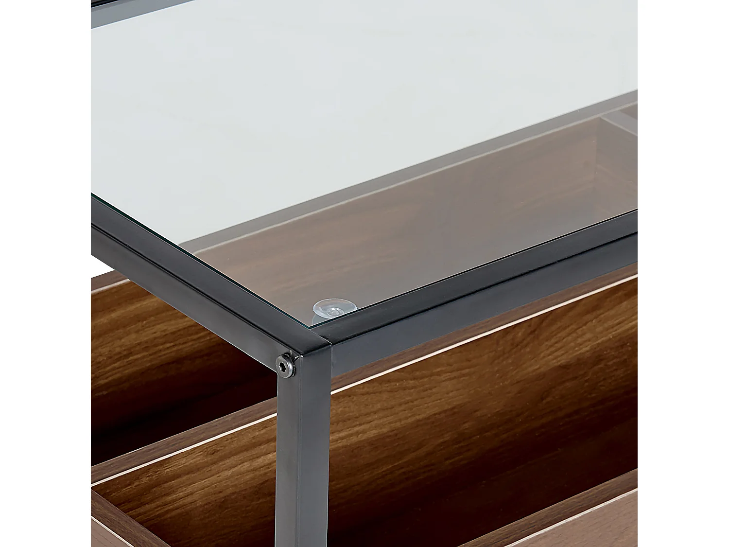 Konsolentisch mit Ablagefläche Glasplatte dunkler Holzfarbton / schwarz Waco