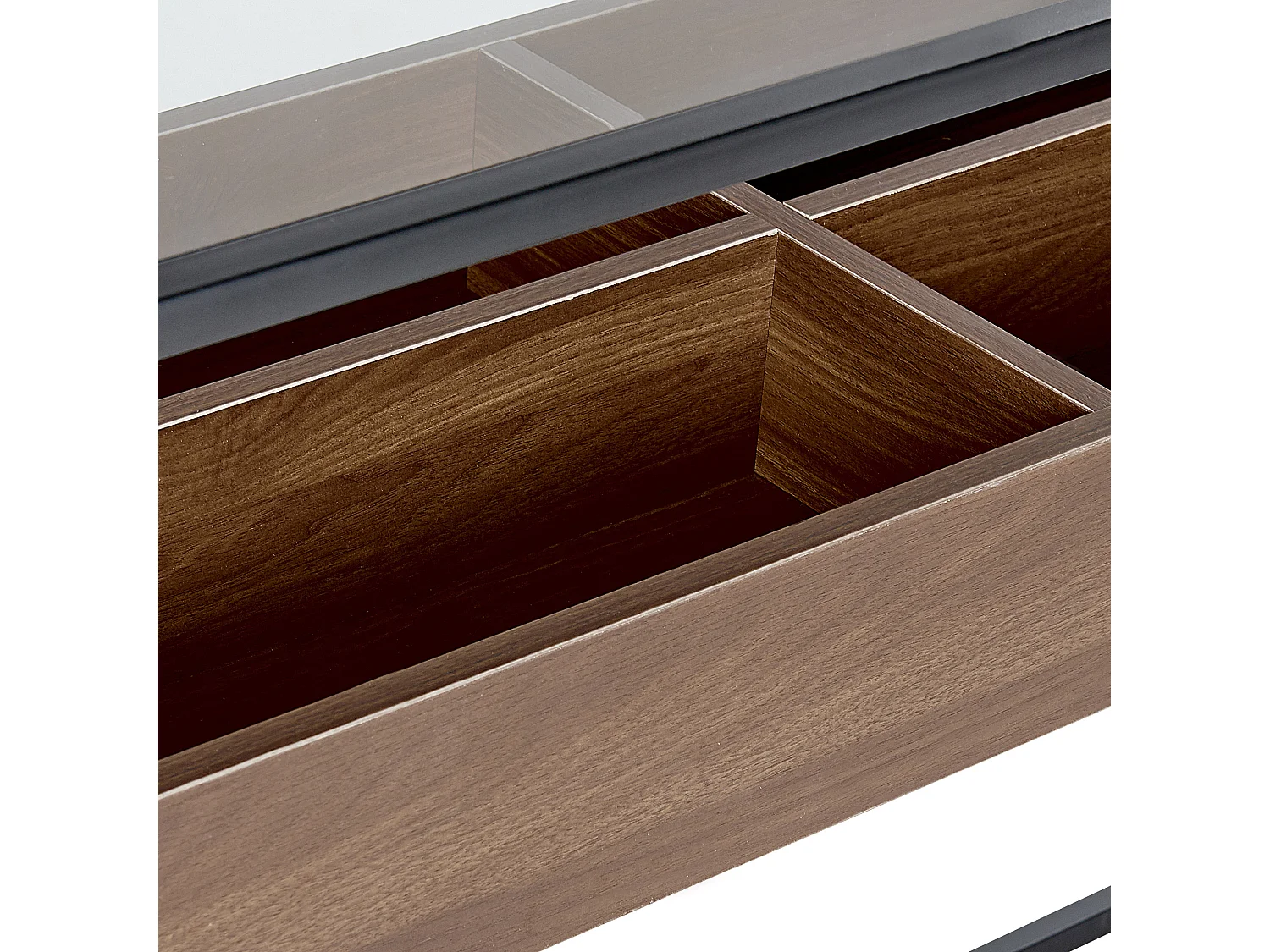 Konsolentisch mit Ablagefläche Glasplatte dunkler Holzfarbton / schwarz Waco