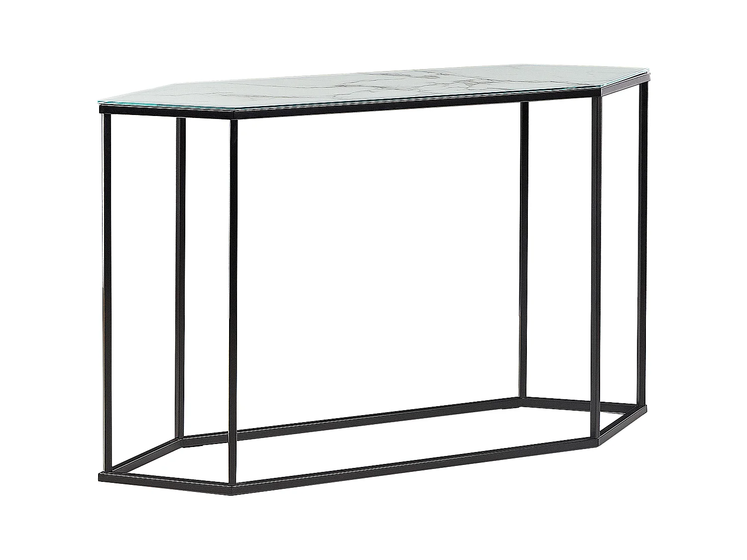 Schmaler Konsolentisch Marmor Optik weiß Metallgestell schwarz Galmour Perrin