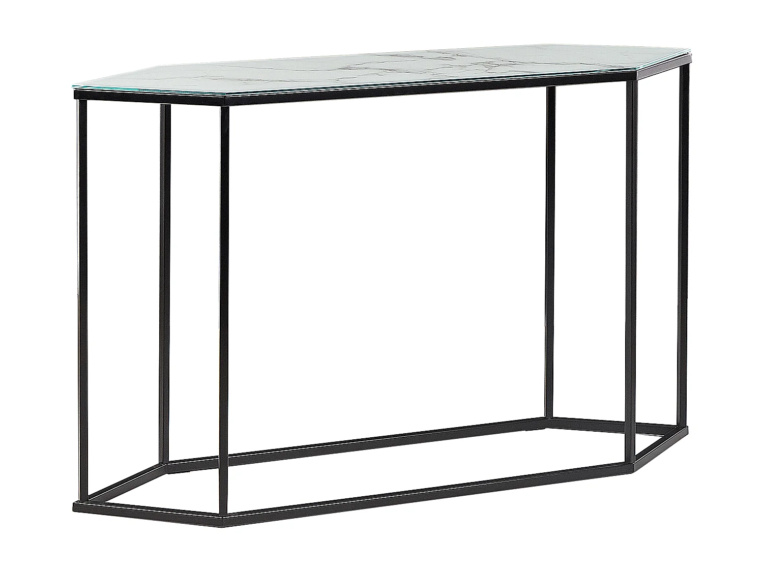 Schmaler Konsolentisch Marmor Optik weiß Metallgestell schwarz Galmour Perrin