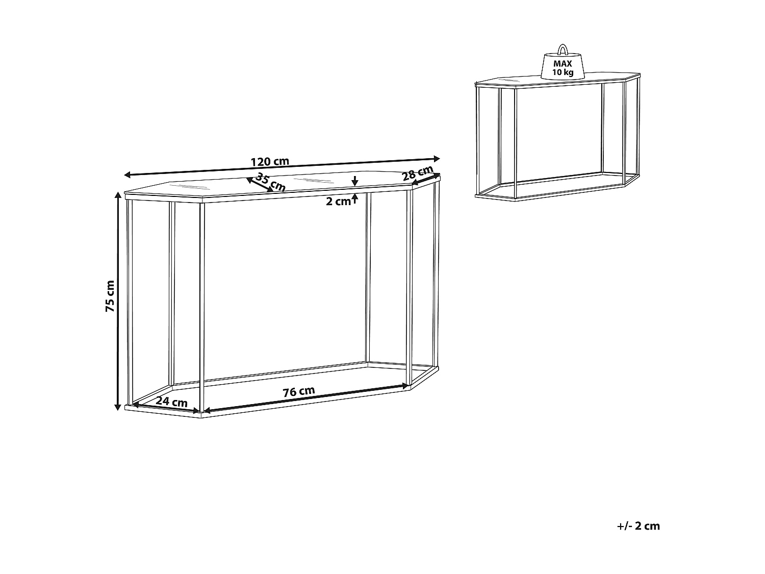 Consoletafel PERRIN Veiligheidsglas Wit marmer