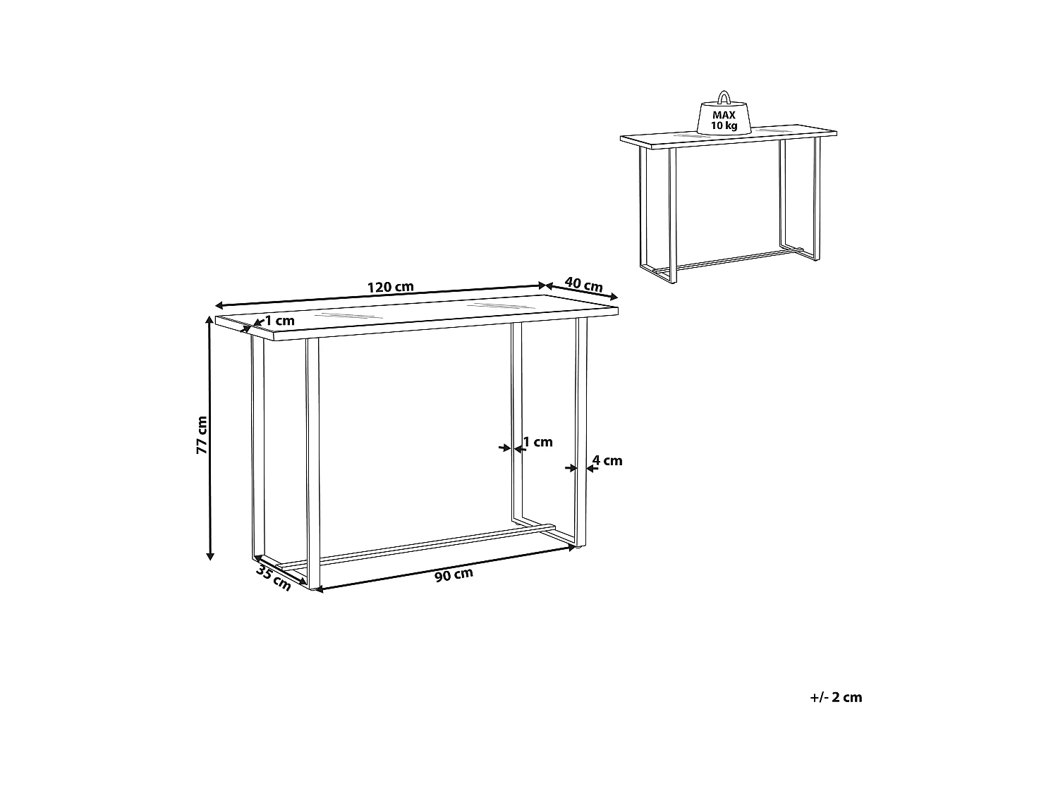 Konsolentisch PLANO Sicherheitsglas Weisser Marmor