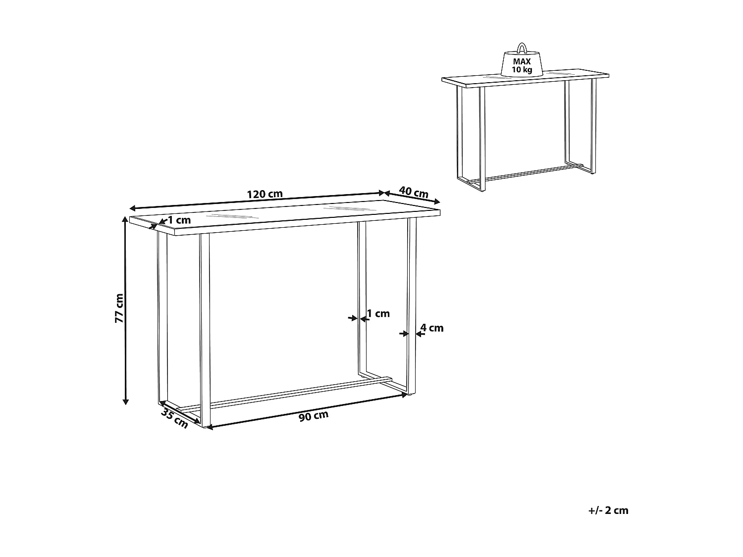 Console PLANO Verre de sécurité Marbre blanc