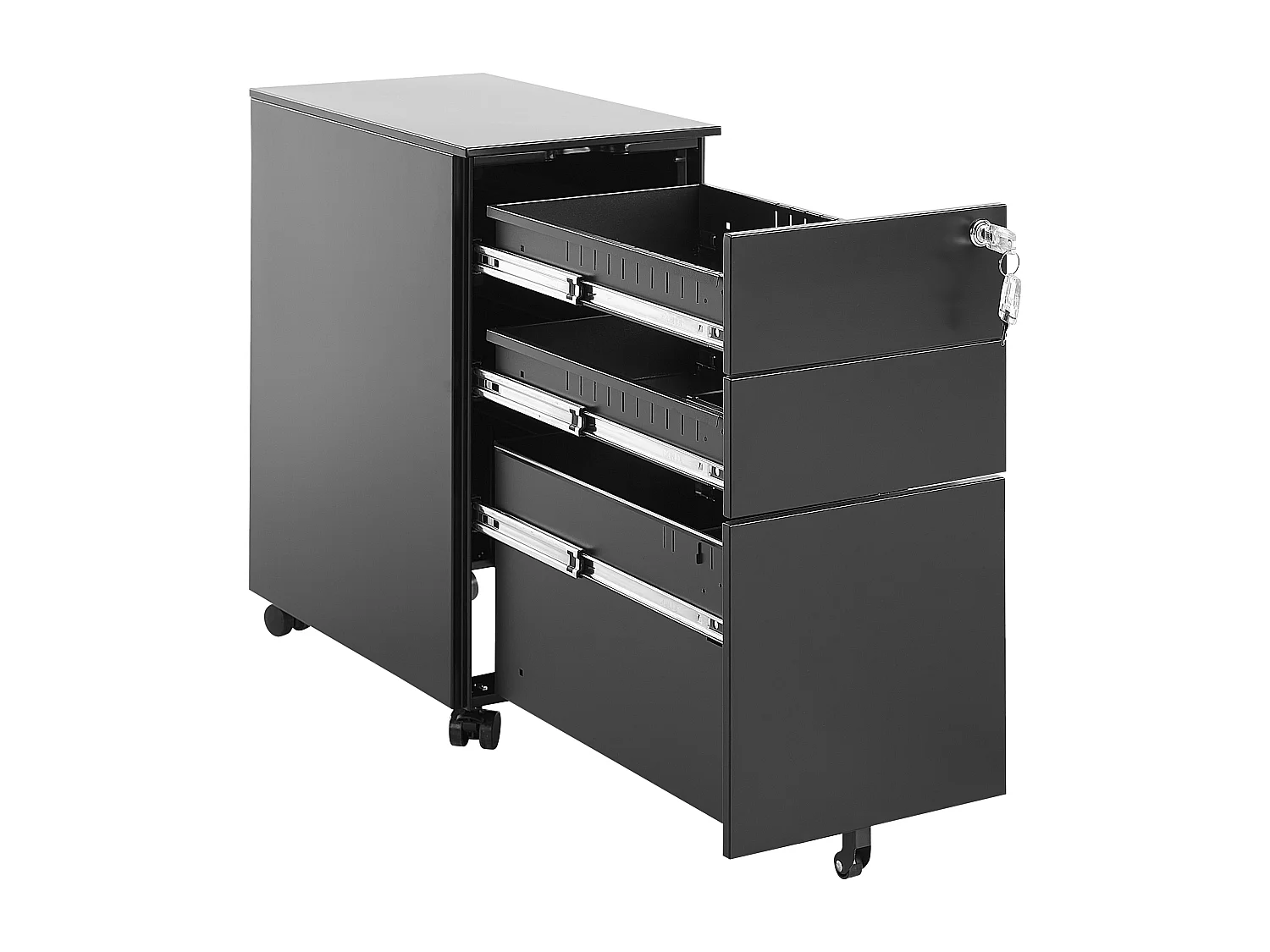 Aktenschrank aus hochwertigem Metall 3 Schubladen schwarz Bolsena