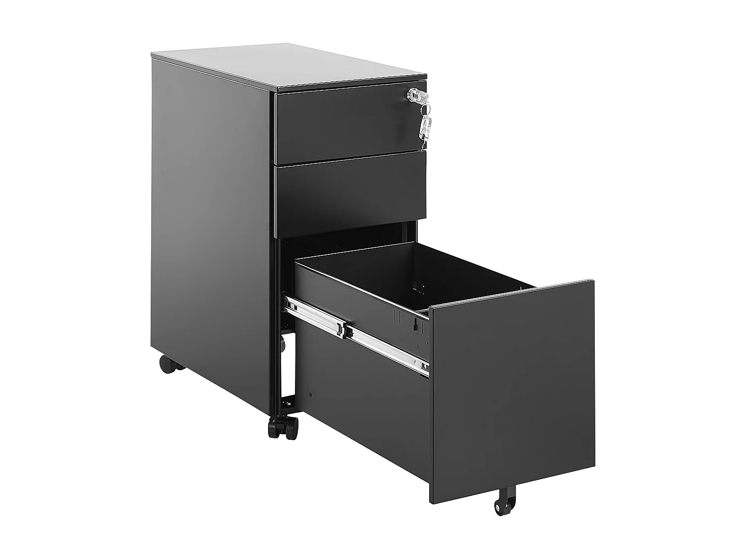 Aktenschrank aus hochwertigem Metall 3 Schubladen schwarz Bolsena