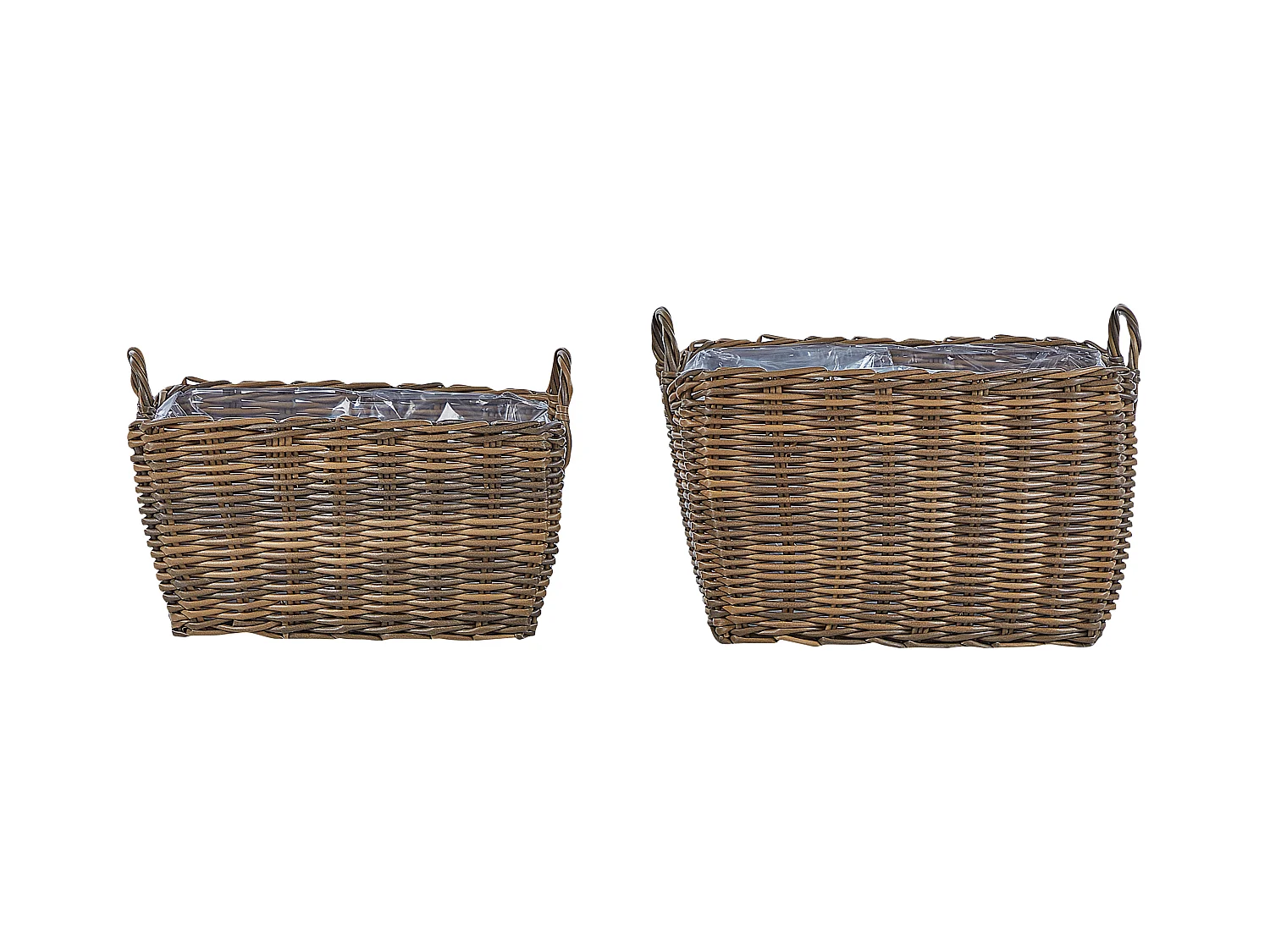 Set di 2 vasi per piante ORMOS Rattan sintetico 53/59 cm Marrone