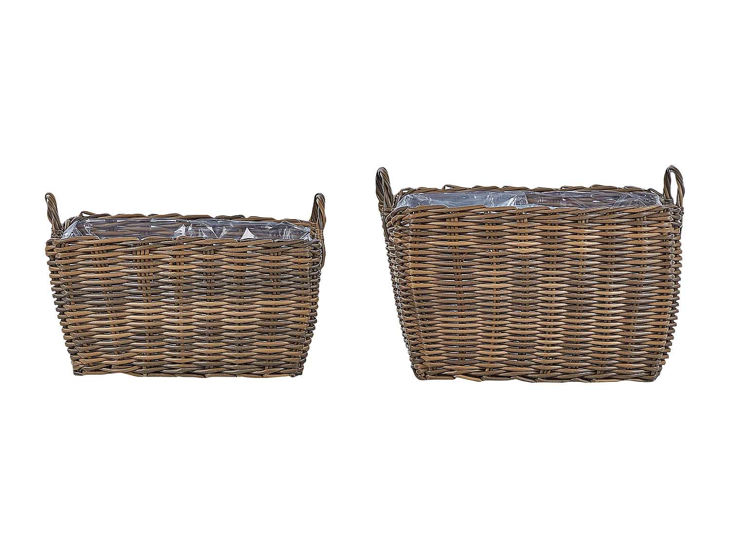 Set di 2 vasi per piante ORMOS Rattan sintetico 53/59 cm Marrone