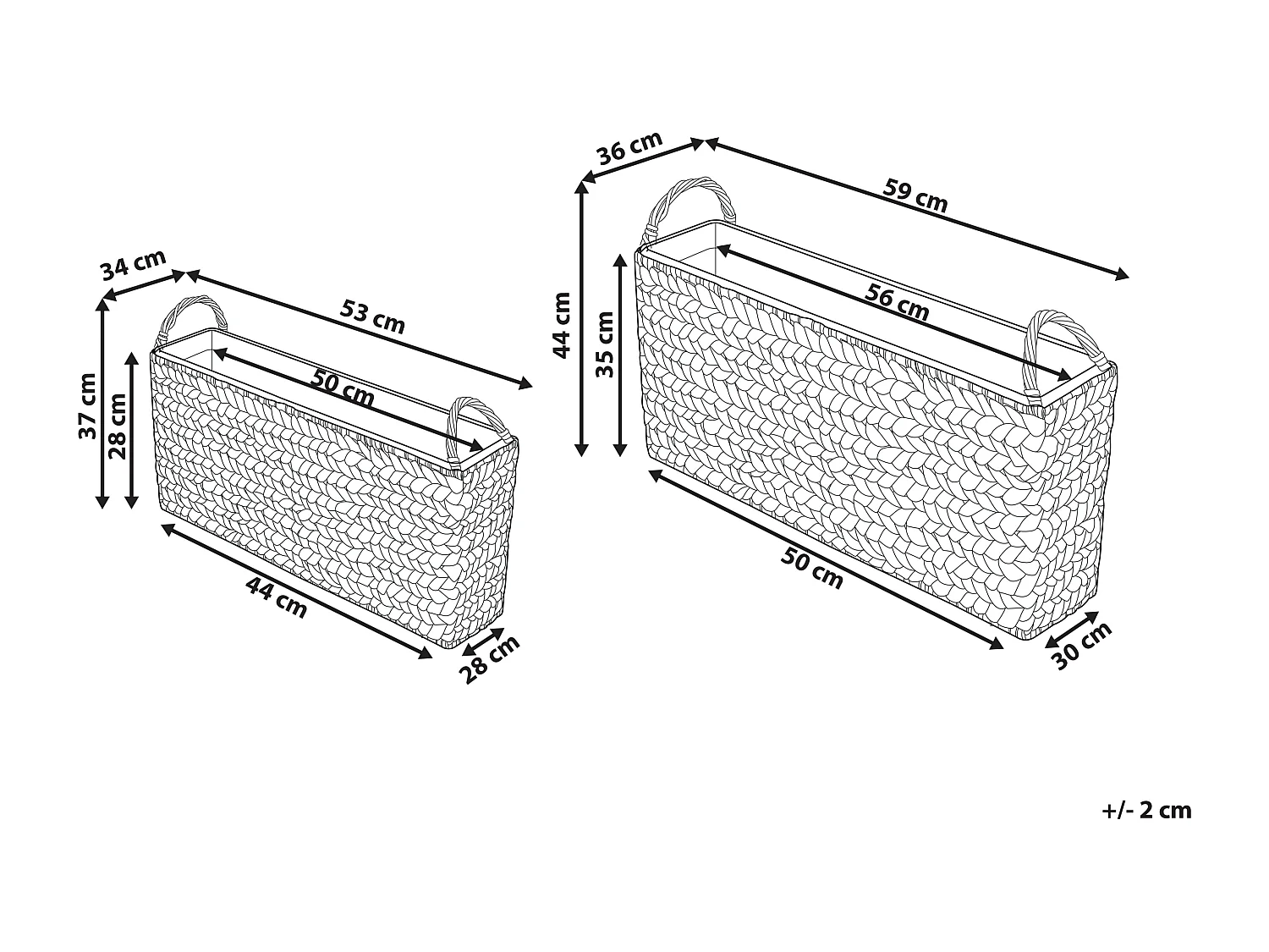 Set di 2 vasi per piante ORMOS Rattan sintetico 53/59 cm Marrone
