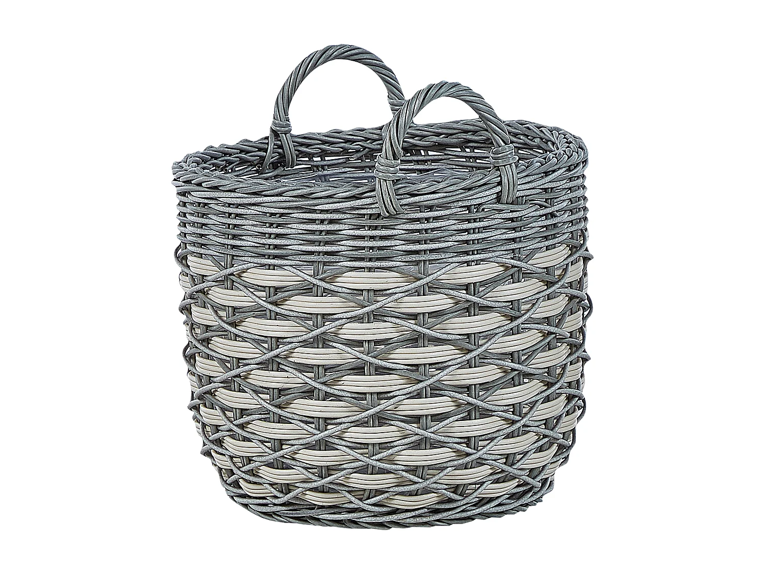 Moderne Blumenkörbe 3er Set aus PE Rattan grau/weiß Outdoor Gefira