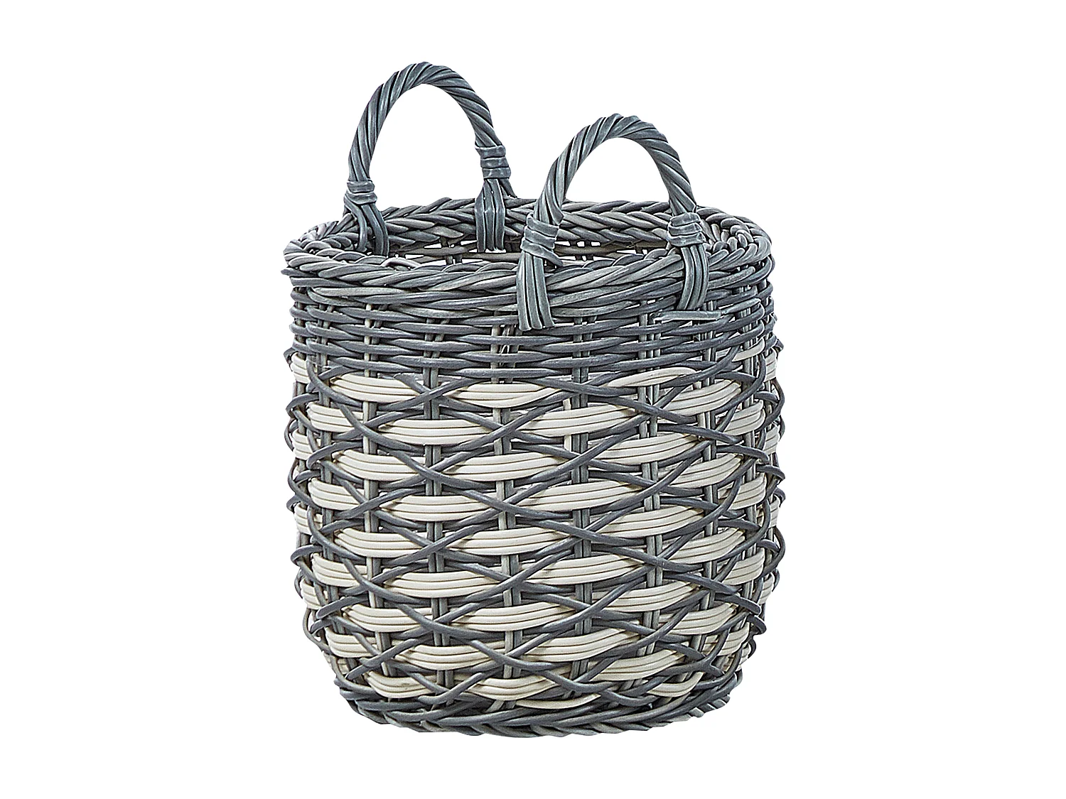 Moderne Blumenkörbe 3er Set aus PE Rattan grau/weiß Outdoor Gefira