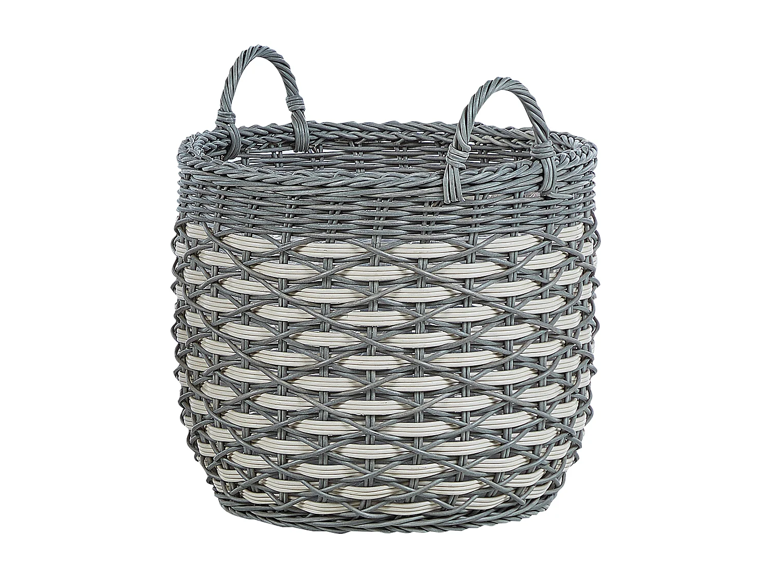 Moderne Blumenkörbe 3er Set aus PE Rattan grau/weiß Outdoor Gefira