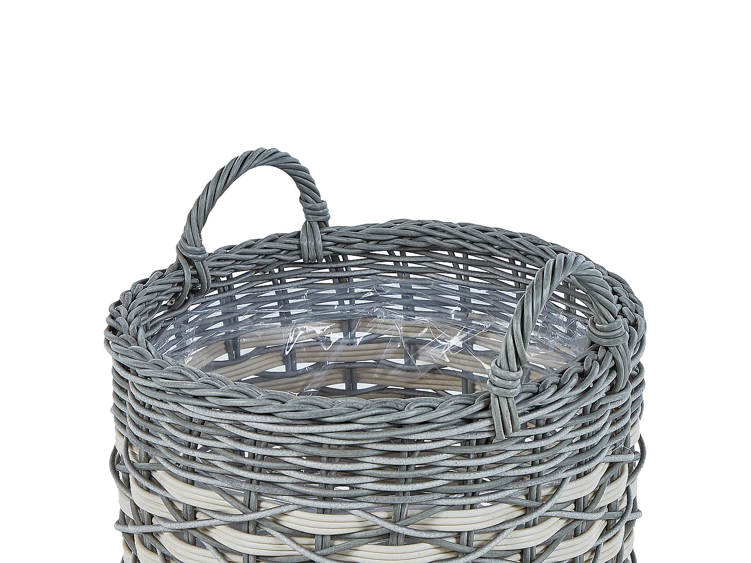 Set di 3 vasi per piante GEFIRA Rattan sintetico 31/39/49 cm Grigio