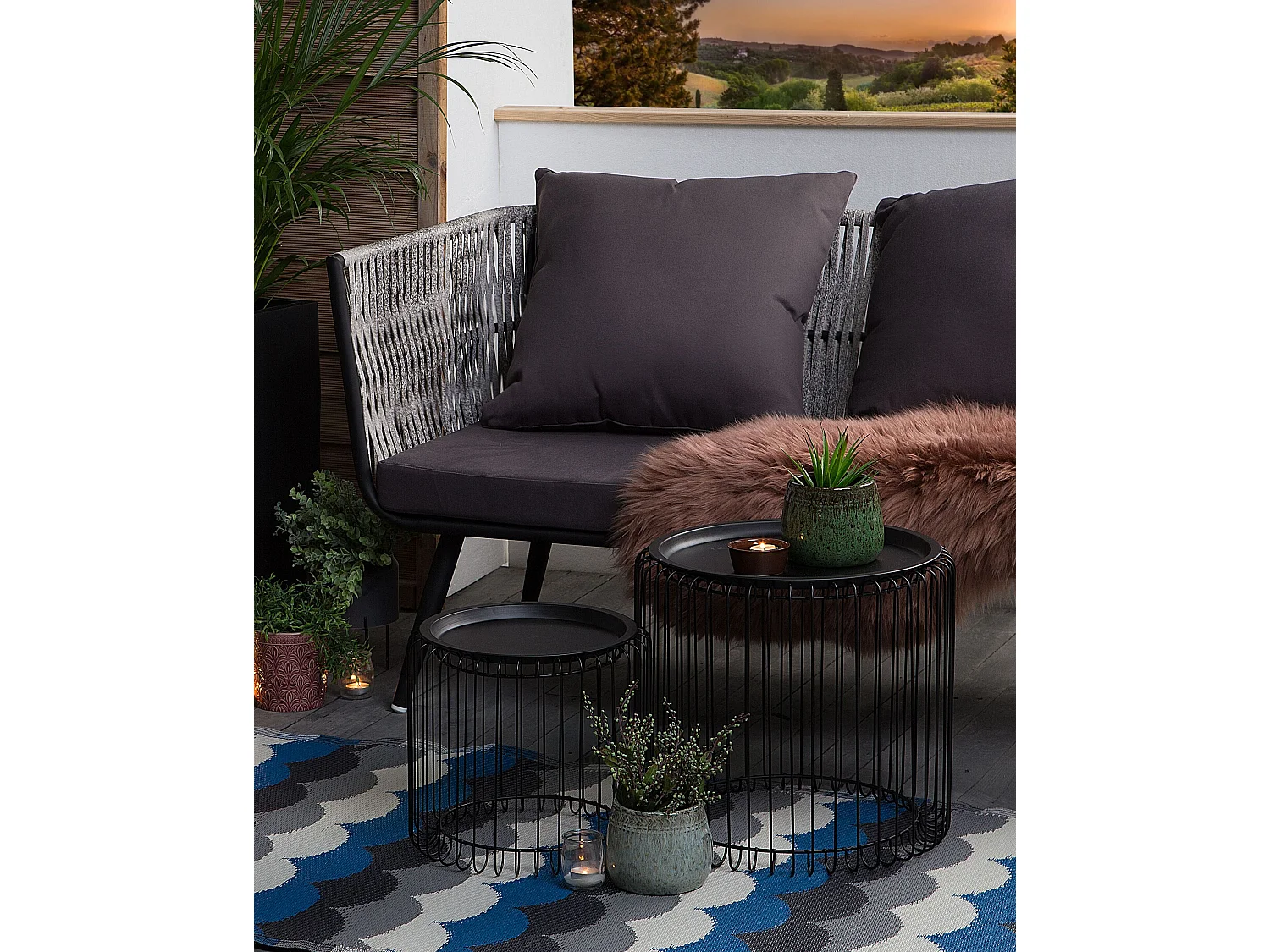 Tapis d'extérieur BELLARY Bleu 90 x 180 cm