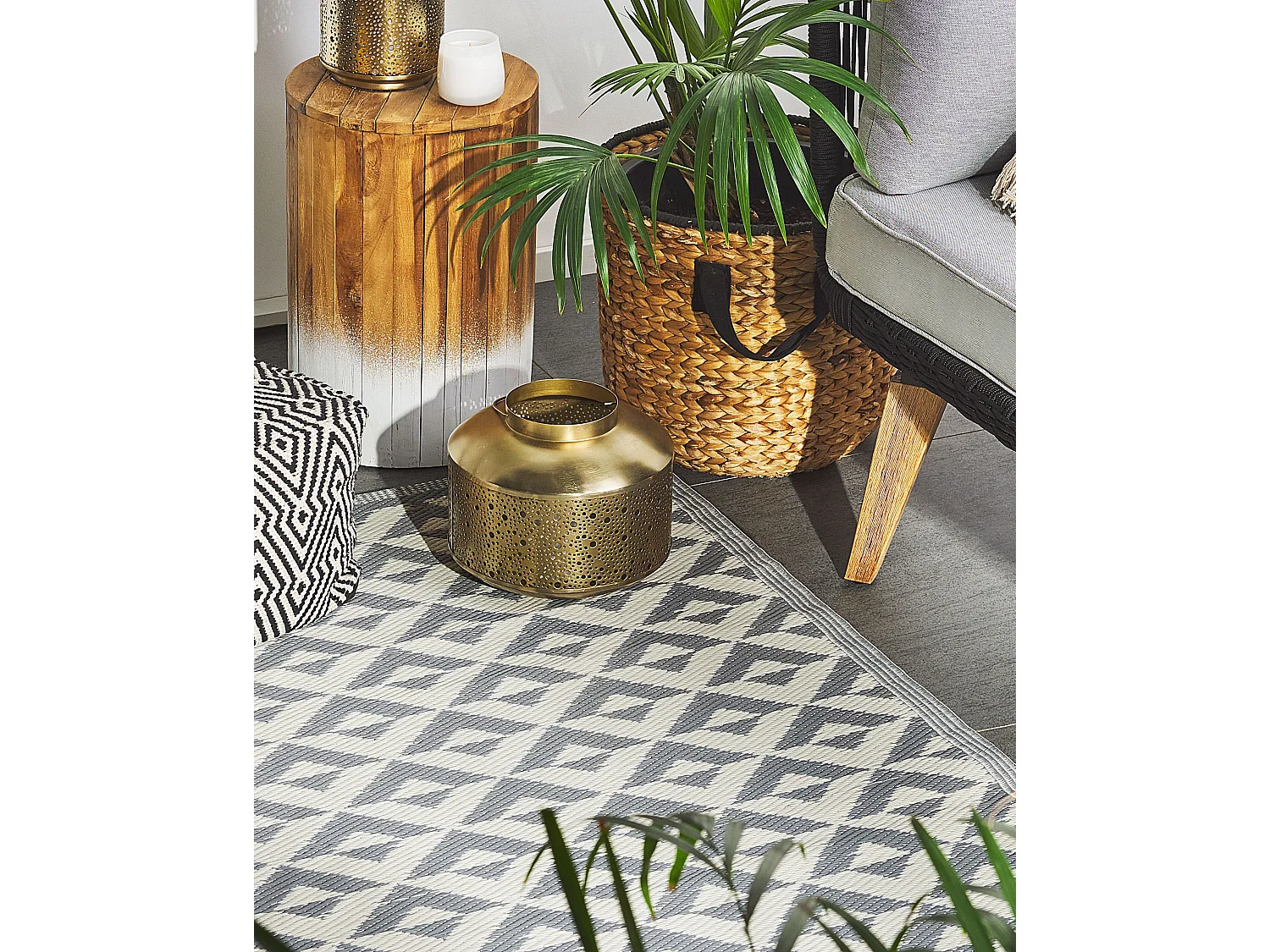 Tapis d'extérieur BIHAR Gris 120 x 180 cm