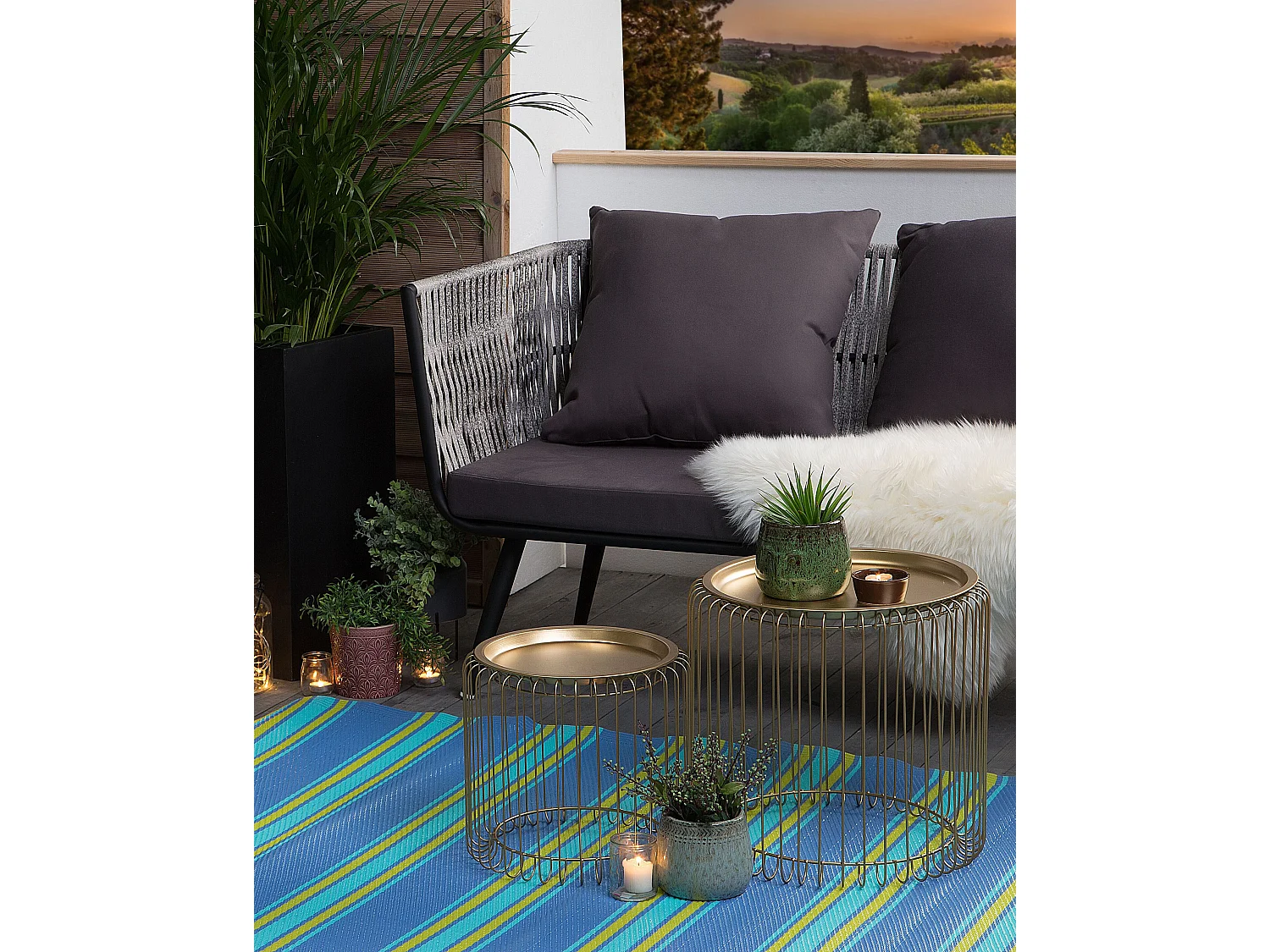 Tapis d'extérieur ALWAR Turquoise 120 x 180 cm