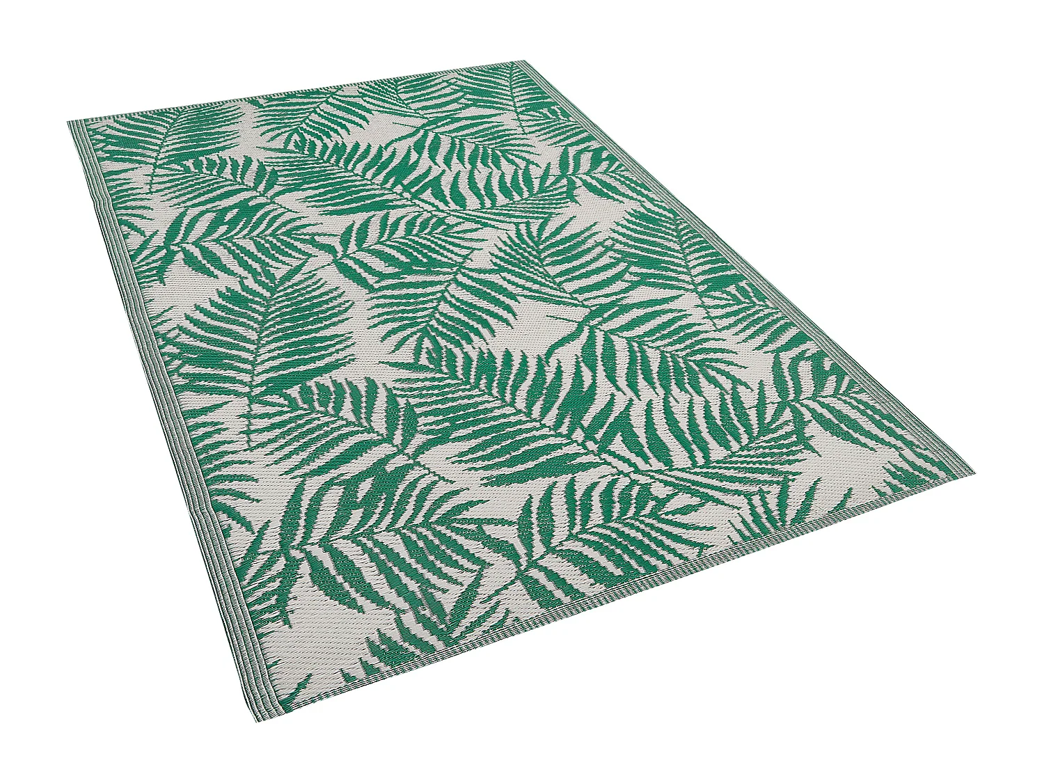 Tapis extérieur vert émeraude au motif feuilles de palmier 120 x 180 cm KOTA