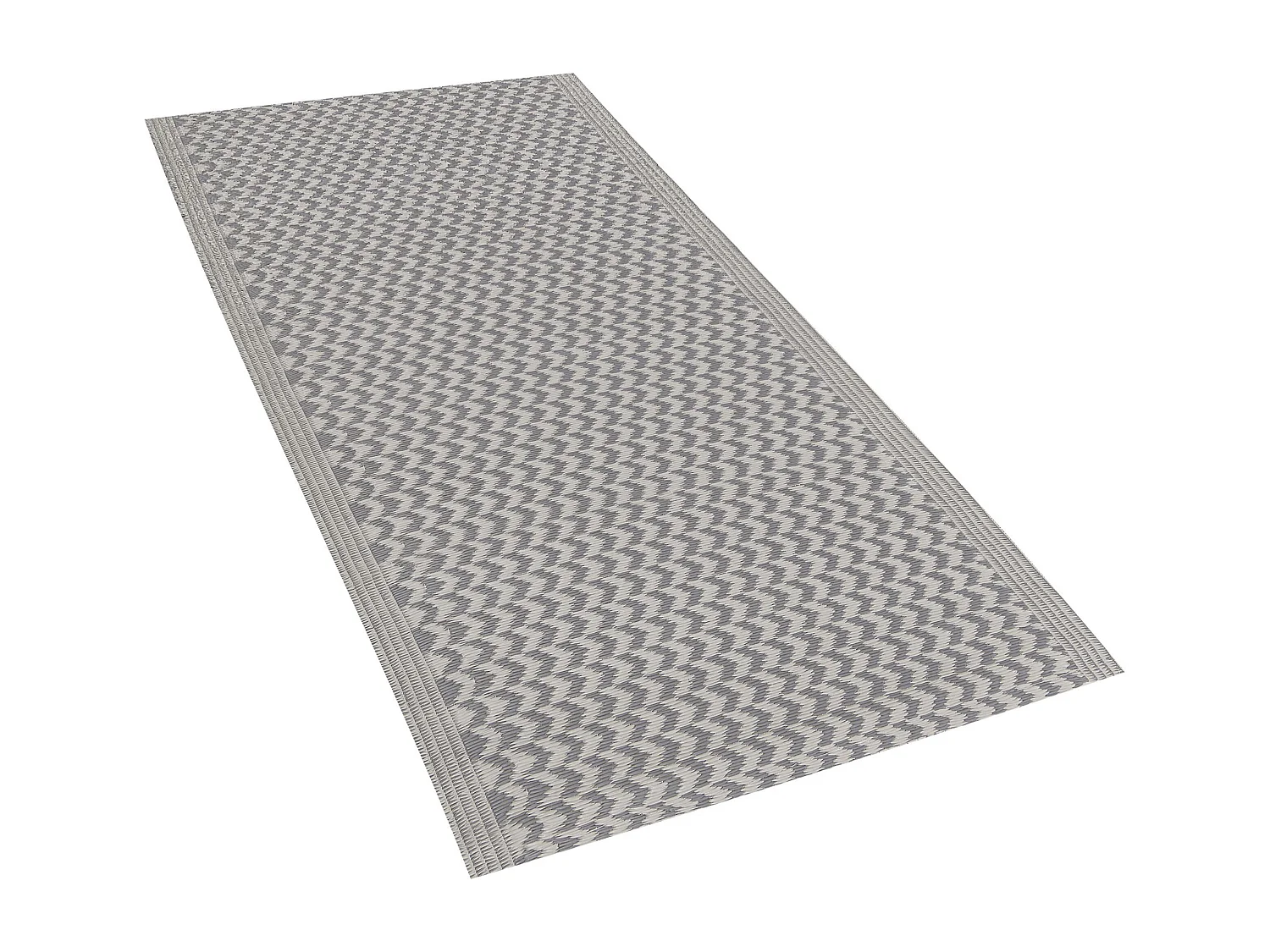 Rechteckiger Outdoor-Teppich in Grau mit modernem Zackenmuster 60x90 cm Mango