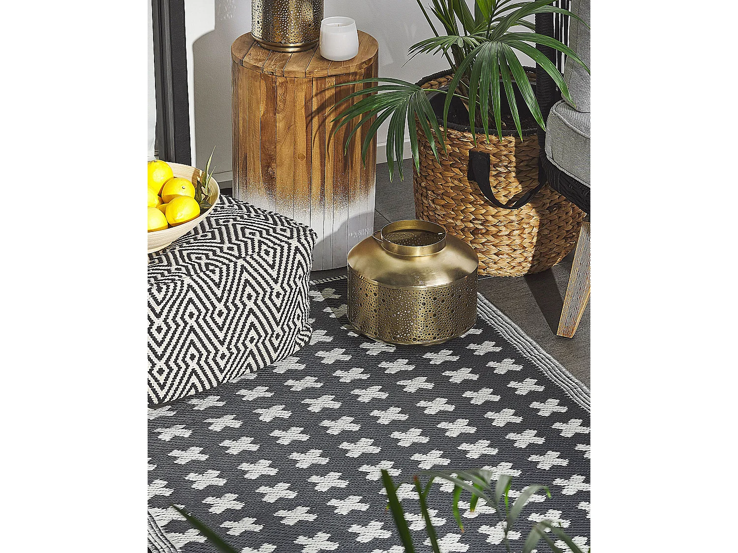 Alfombra de exterior ROHTAK 90 x 180 cm Negro