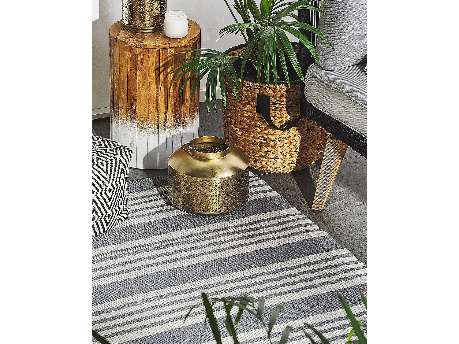 Tapis d'extérieur DELHI Gris 120 x 180 cm