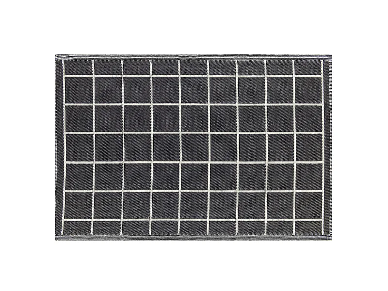 Rechteckiger Outdoor-Teppich in Schwarz mit Karo-Muster 120x180 cm Rampur