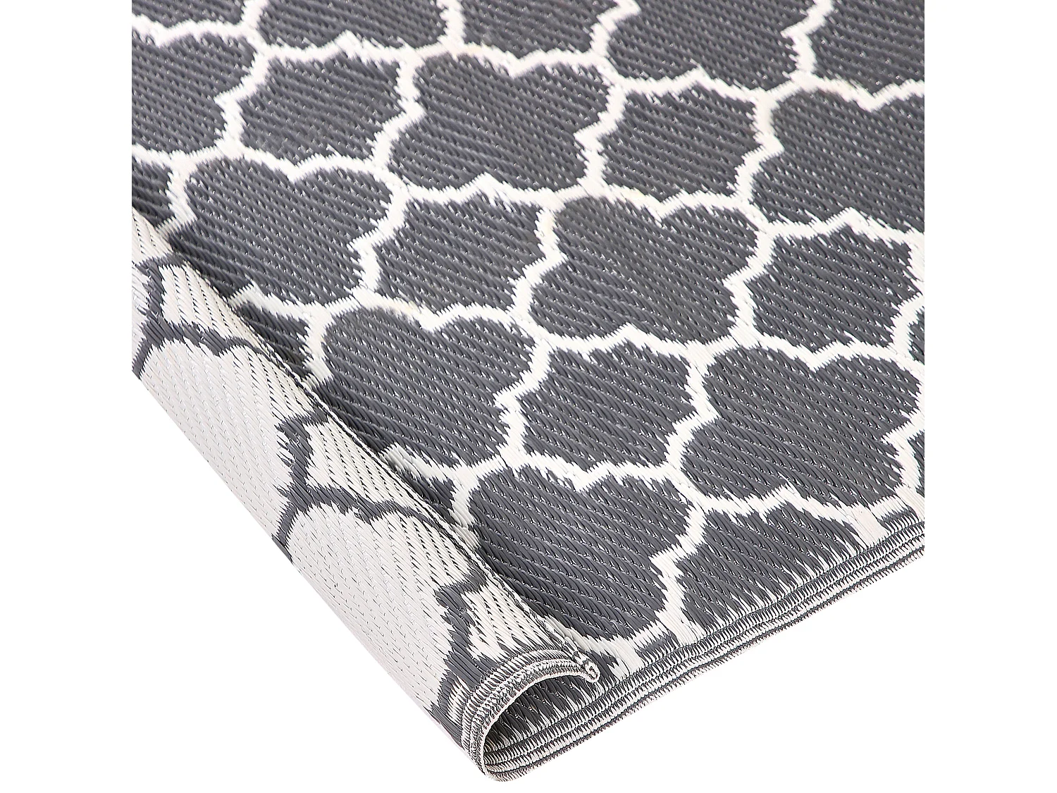 Outdoor Teppich grau 120x180 cm Kunststoffmatte marokkanisches Muster Surat